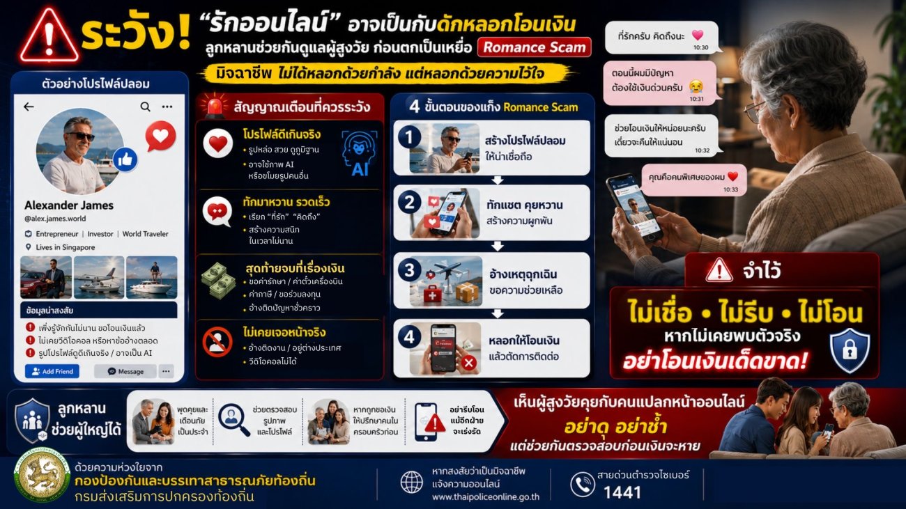 เตือนภัย...เพื่อสร้างการรับรู้ สร้างภูมิคุ้มกันทางความคิด และความรู้เท่าทันให้แก่ประชาชน เพื่อป้องกันการหลอกลวงทางออนไลน์ (Scammer)